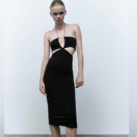 Zara Dresses & Skirts - ZARA GEOMETRIC CUT OUT MIDI DRESS- small